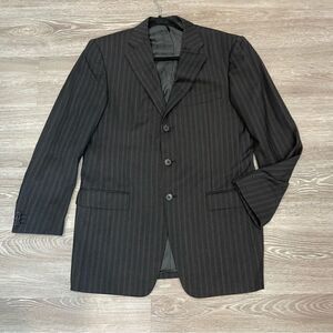 Ermenegildo Zegna Roma Cashmere Wool Black Brown 3-Button Blazer 48R Striped